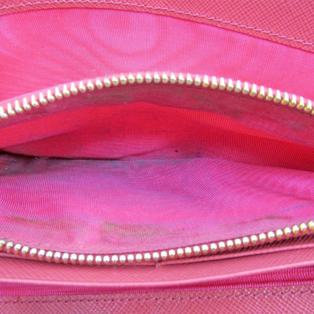Authentic PRADA purse zippered purse ladies ribbon motif pink leather sale - Picture 4 of 9